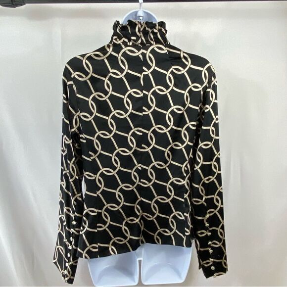 ETCETERA Black and Cream Silk Stretch Blouse - Picture 2 of 5